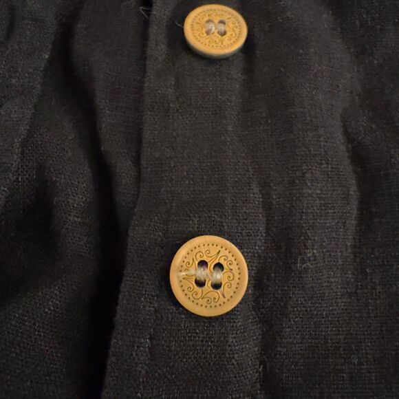 ERIKA Black Linen & Rayon Casual Button Down XL - Picture 2 of 4
